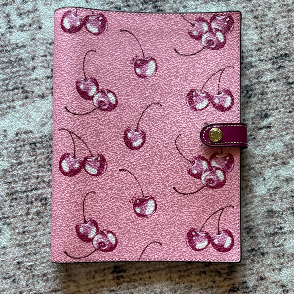 Coach Pink Cherry Print Notebook Cover